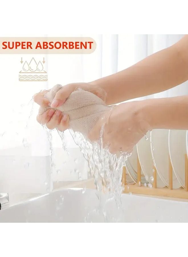 8 Pcs Beige Cotton Waffle Dishcloths Super Soft Absorbent Fast Drying Kitchen Towels - Image 5